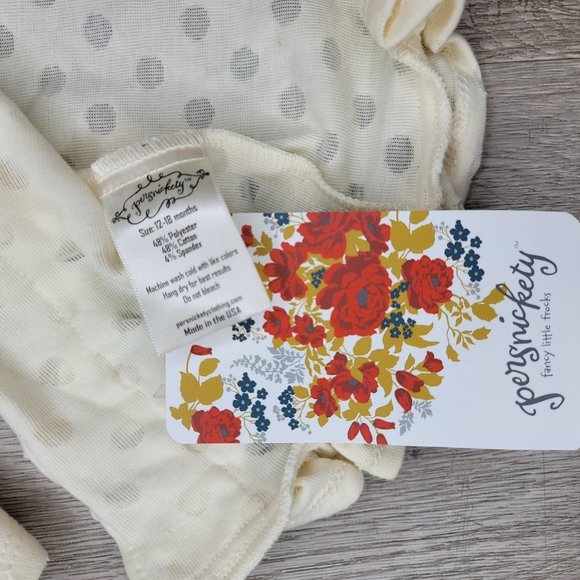 Persnickety NWT white off white polka dot cardigan ruffle sweater sz 12-18 month - Picture 6 of 6